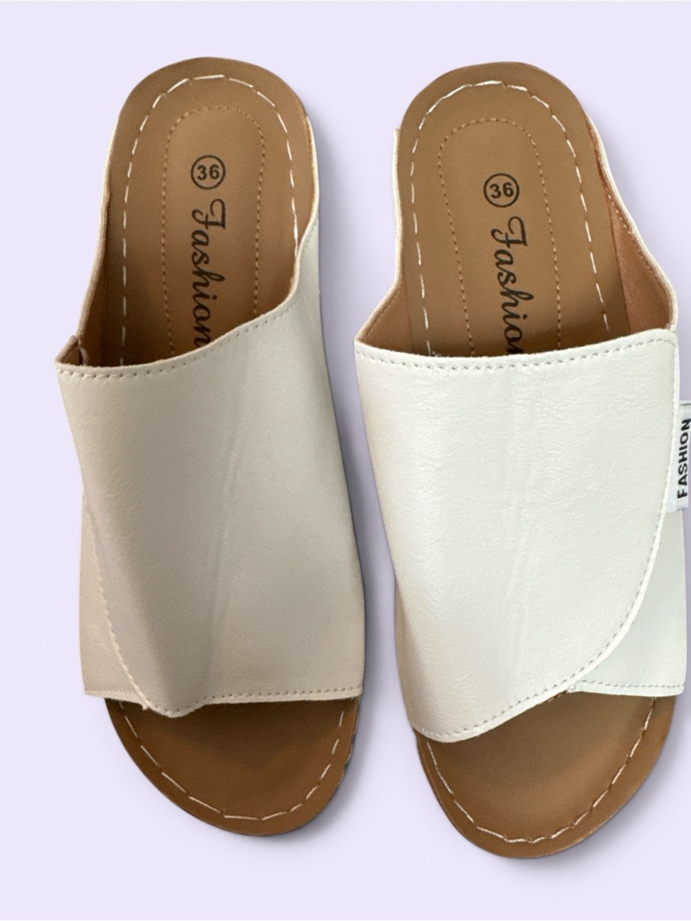NEVER WORN Cream Platform Slide Sandals – Size 36